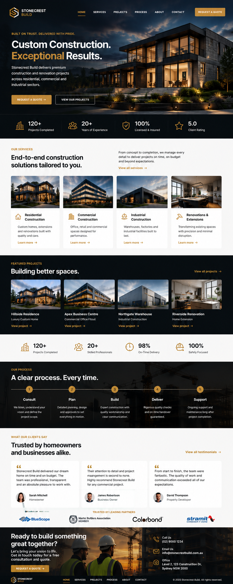 Stonecrest Build Homepage website mock-up